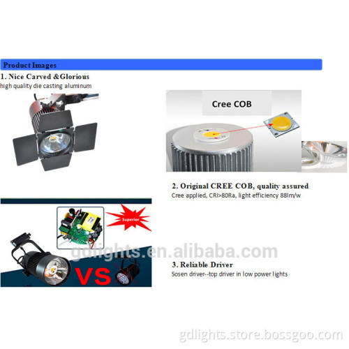 32W 3 Phase COB LED Spotlight for Commercial Lighting